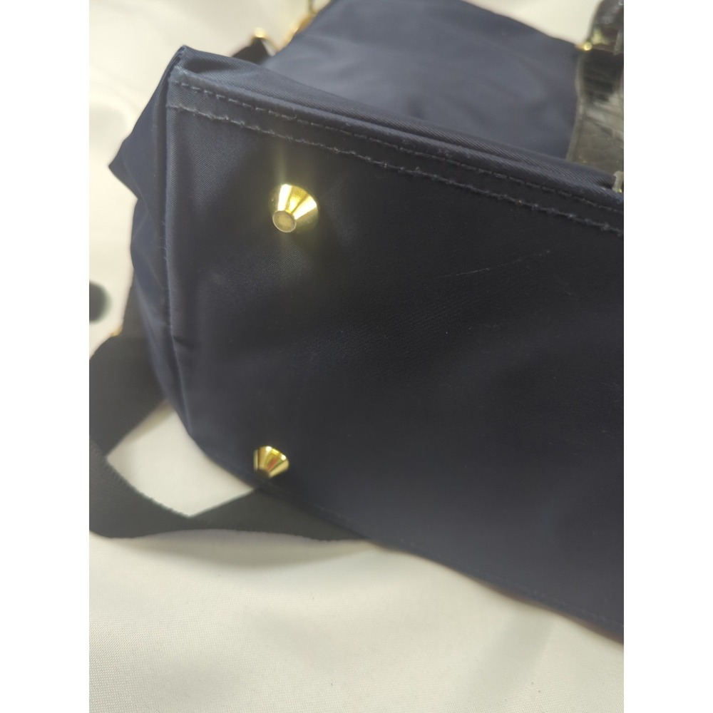 Samantha Brown Soft Travel Duffle Bag Navy Blue With Black Faux Croc Gently Used - Picture 7 of 13